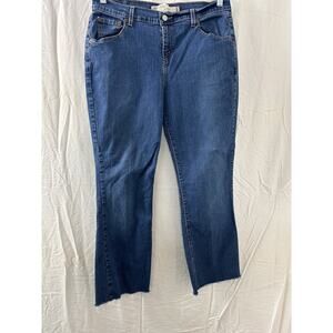 Levis 515 Bootcut Womens Sz 12M 34X29 Dark Wash Blue Stretch Denim Jeans Raw Hem